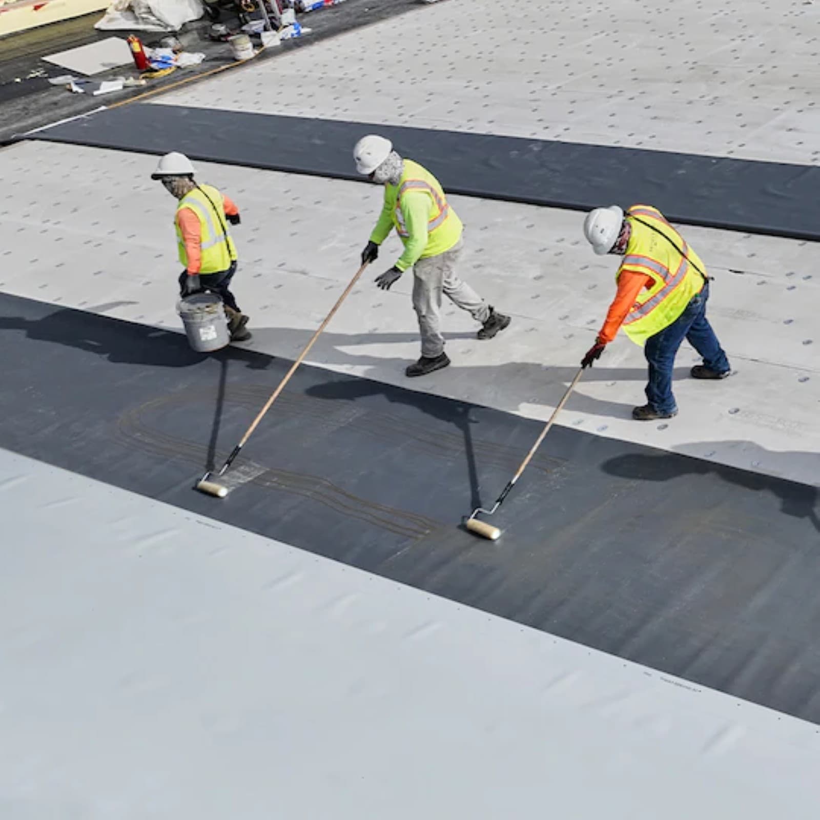 SNV Contracting Group crew applying commercial roof coating in Las Vegas, NV